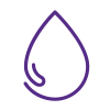 A line art icon of a purple water drop