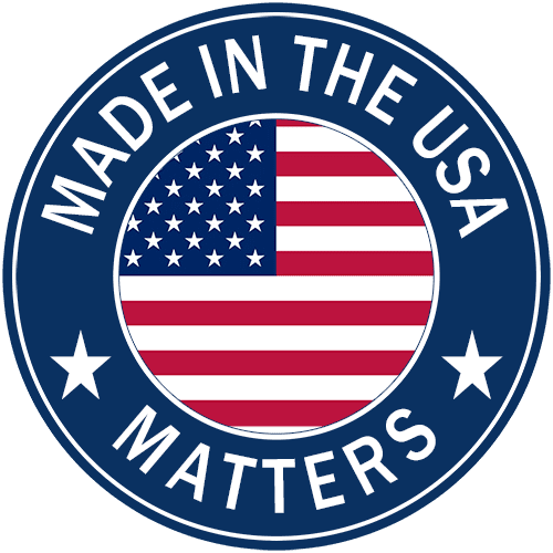 "Made in the USA Matters" logo with American flag.